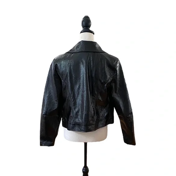 Shiny PU Zip Up Leather Jacket - Picture 2 of 2